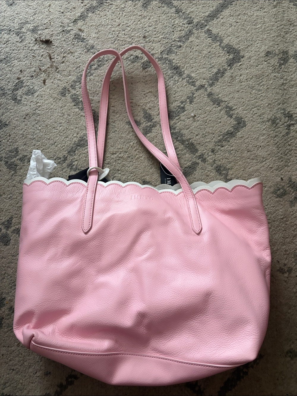 Tote Bag in Pink with Scallop Trim